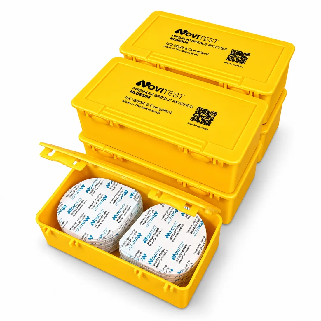 NOVItest Premium Bresle Patch boxes and sealed patches
